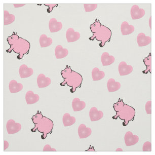 Mini cerdos y tela rosados de los corazones