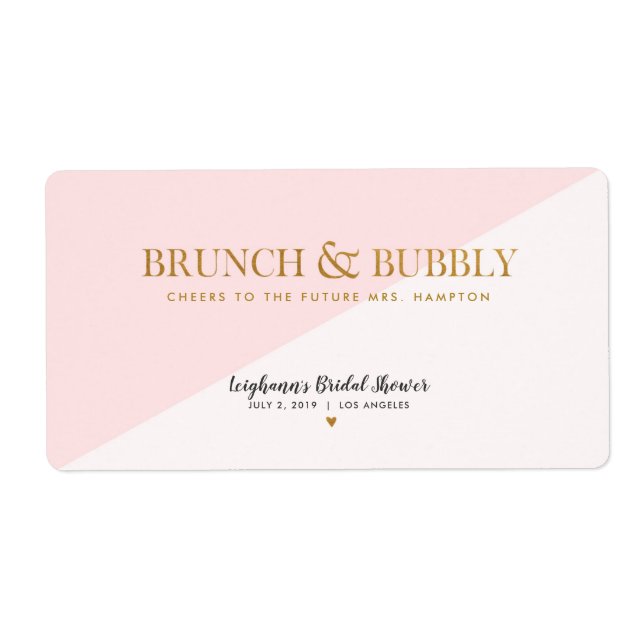 Mini Champán Etiqueta Brunéi & Bubbly Bridal Showe (Frente)