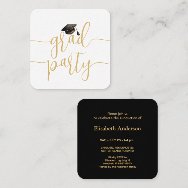 Mini Clase De Invitación De Parte De Graduación De (Anverso / Reverso)