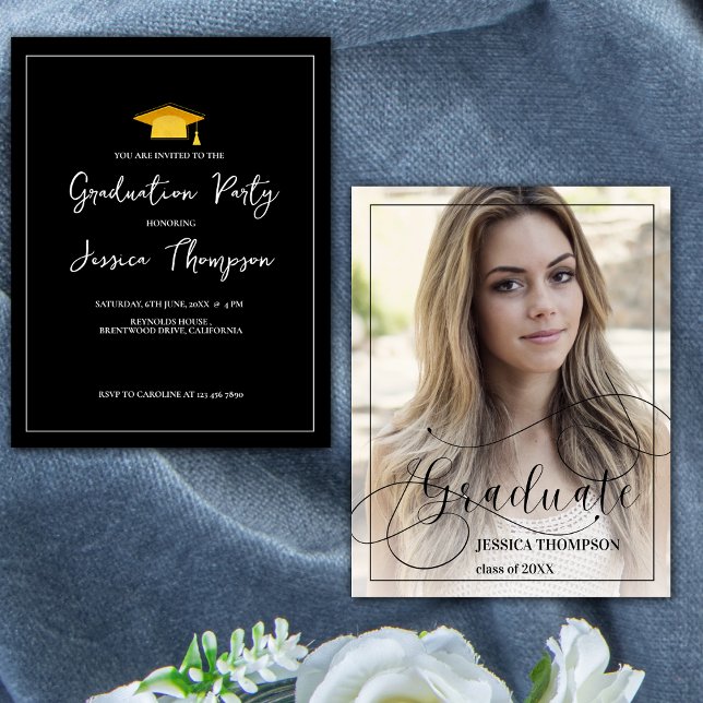 Mini clase de la invitación a graduación de fotos  (Mini Class of 2025 Photo Graduation Invitation)