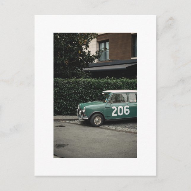 Mini cooper green número 10 postal (Anverso)