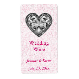 Mini etiqueta de vino de Boda con guijarros rosado