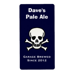 Mini etiqueta del cráneo y de la cerveza de los