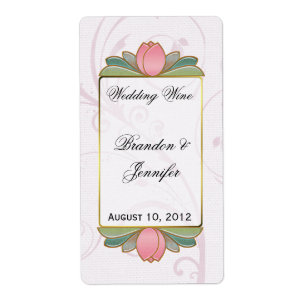 Mini etiquetas de Boda de Lotus rosa