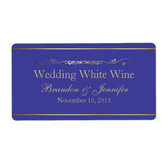 Mini etiquetas de vino Blue & Gold Custom Wedding