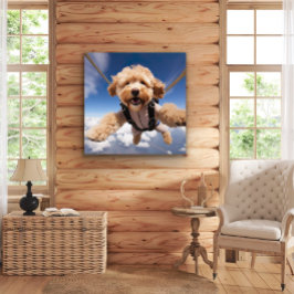 Mini Goldendoodle Skydiving Arte Metalizado Imprim