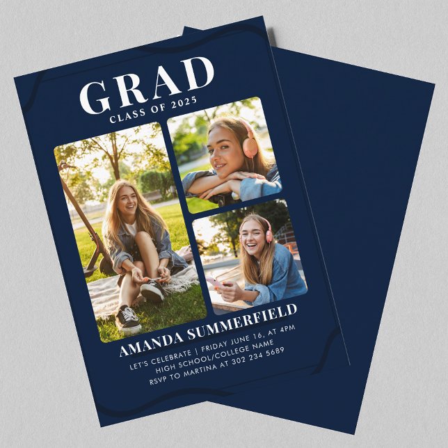 Mini Graduación 3 Invitación de fiesta de fotos (Mini Graduation 3 Photos Party Invitation)