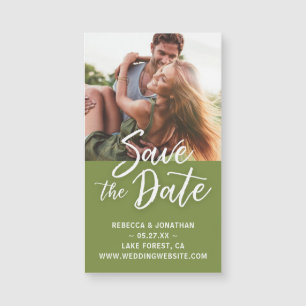 Mini Green Photo Save the Date Invitation Magnet