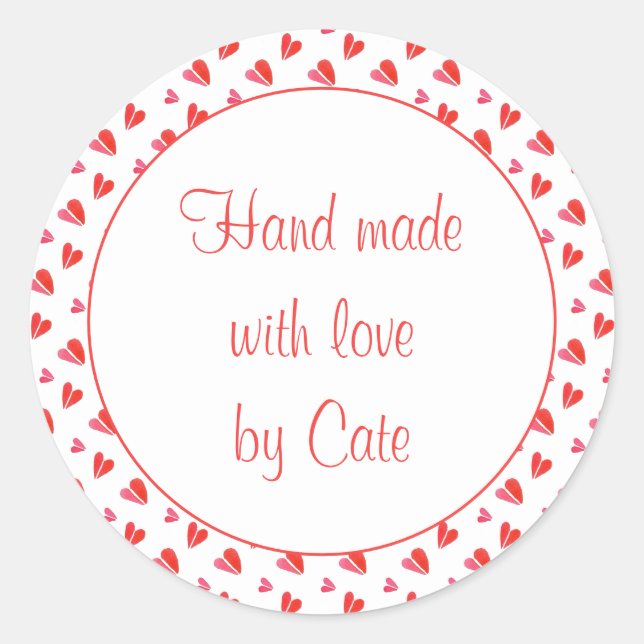 MINI HEARTS 1.5" Pegatinas "Hand Made" redondos (Anverso)
