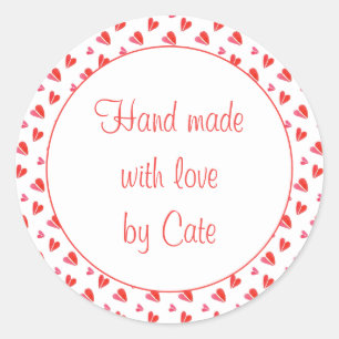 MINI HEARTS 1.5" Pegatinas "Hand Made" redondos