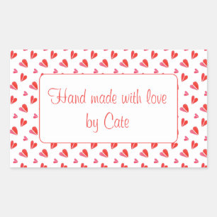 MINI HEARTS Rectangle "Hand Made" Pegatinas