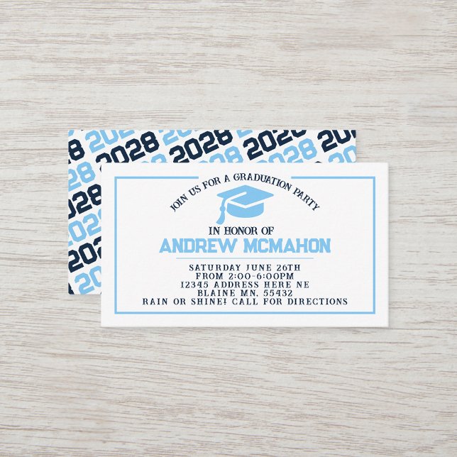 Mini Insertar / Invitación de amigo de la Marina y (Navy White and Baby Blue Pawprint Mini Invitation for Friends or Open House Insert for Announcements)