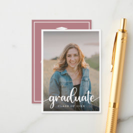 Mini Invitación a graduación de fotos rosadas sile