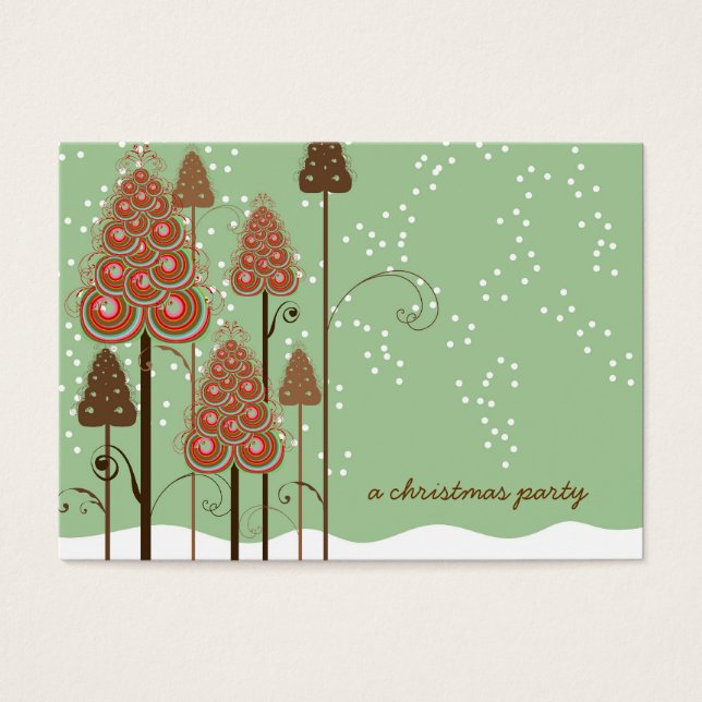 Mini Invitación de Árboles de Navidad caprichosos  (Frente)