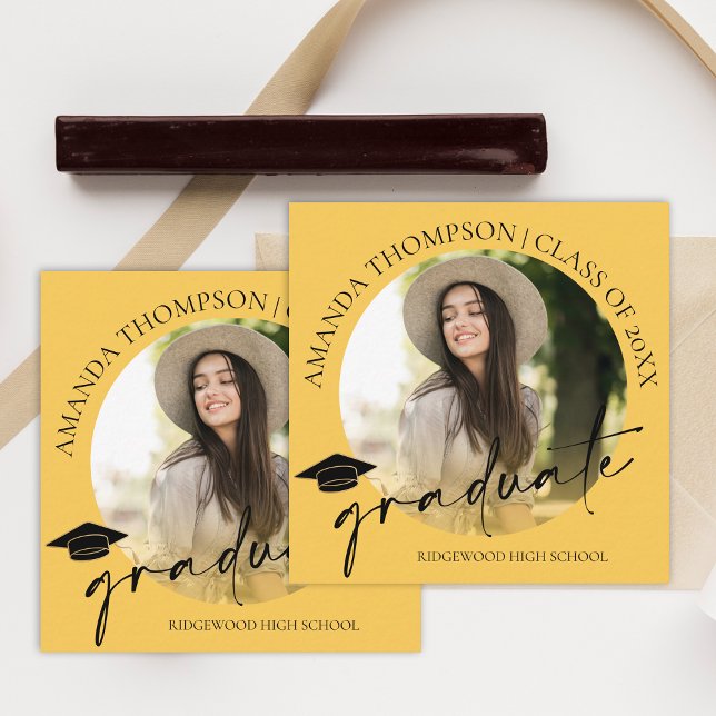 Mini Invitación de Fiesta de foto graduada Cute 20 (Cute 2025 Graduation Photo Party Mini Invitation)
