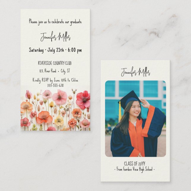 Mini invitación de invitación del grupo de graduac (Anverso / Reverso)