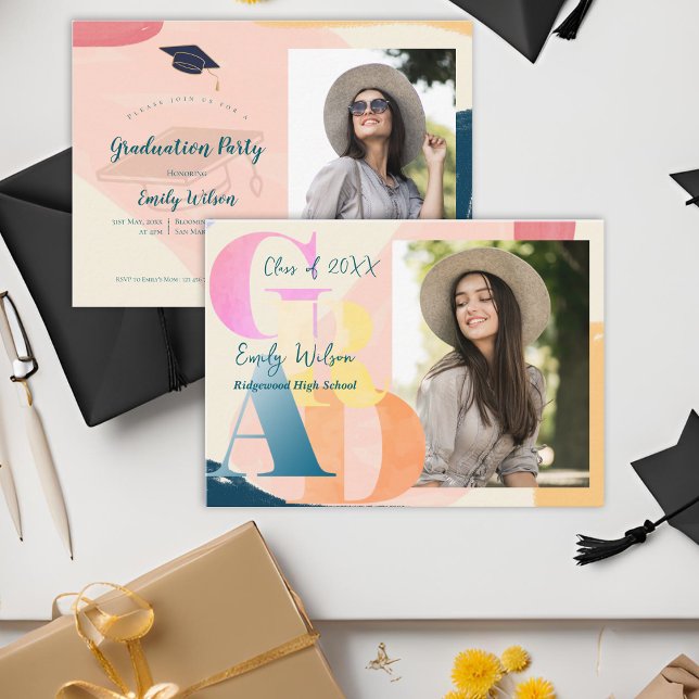 Mini Invitación de la fiesta de graduación 2025 (Photo Cute 2025 Graduation Party Mini Invitation)