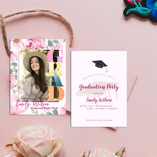 Mini Invitación de la fiesta de graduación floral