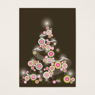 Mini invitación del árbol de navidad retro rosad