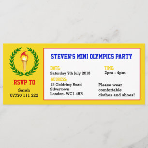 Mini invitación del fiesta de las Olimpiadas