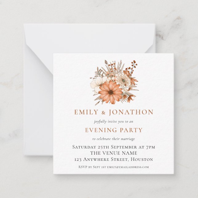 MINI | Invitación del Fiesta nocturno Boda Florals (Anverso)