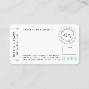 Mini menú de tarjeta de entrada de avión con tarje