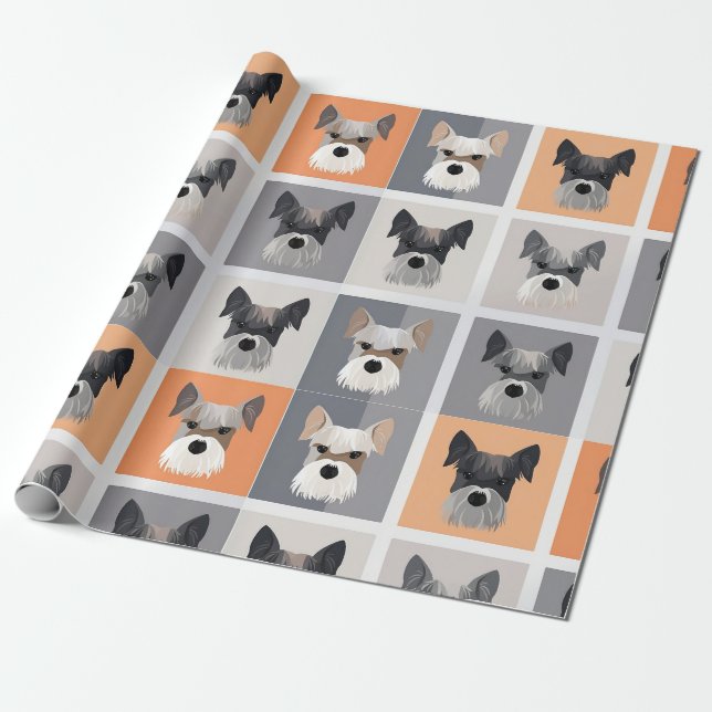 Mini papel de envoltura Schnauzer (Desenrollado)