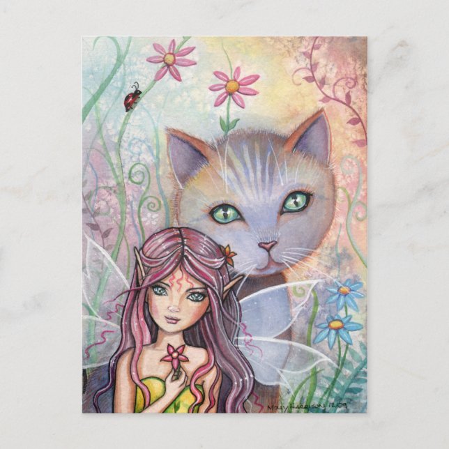 Mini papel de postal de Fairy y Cat de Molly (Anverso)