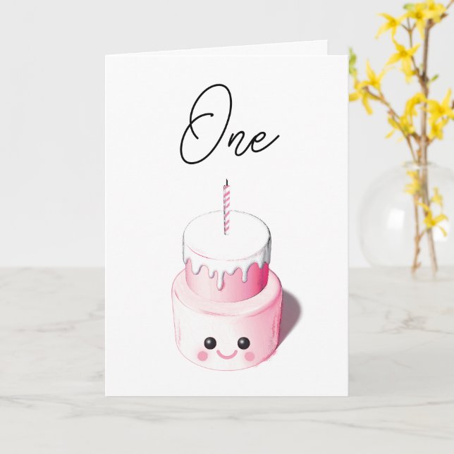 Mini pastel primera tarjeta de cumpleaños para Chi (flor amarilla)