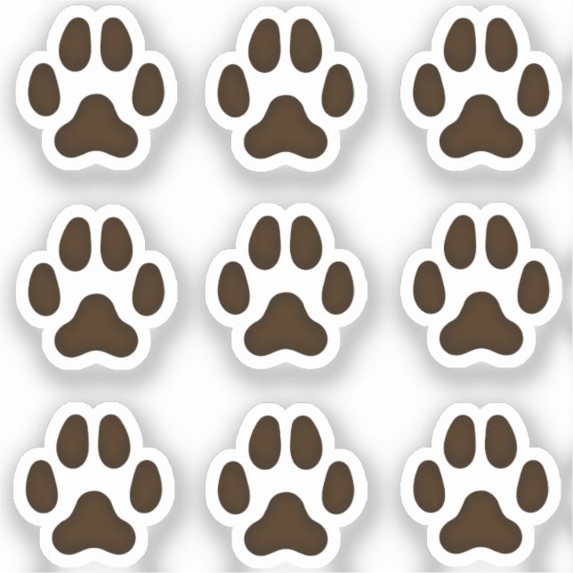 Mini Perro Paw Imprime Pegatinas Mascotas marrones (Anverso)
