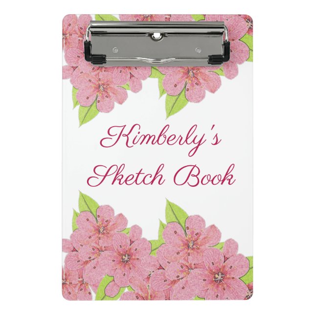 Mini portapapeles de anémonas rosadas personalizad (Anverso)