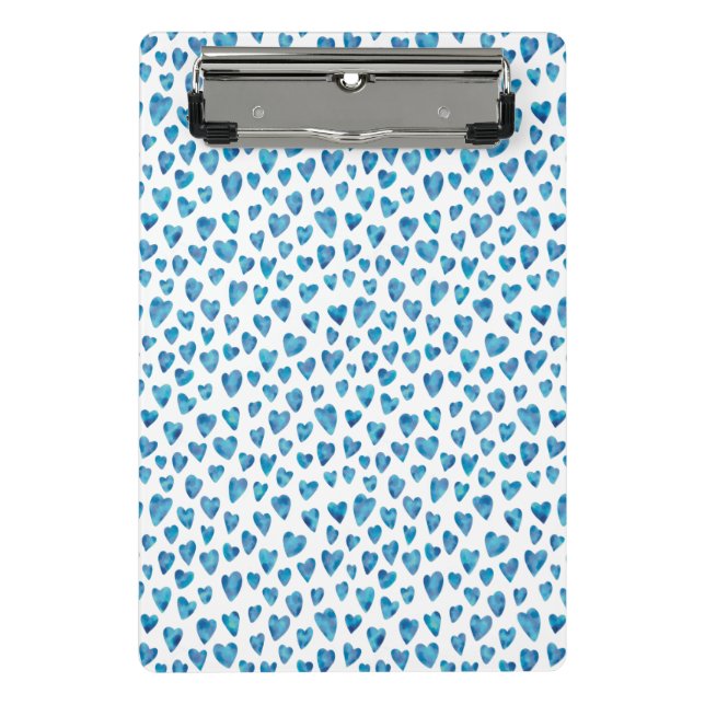 Mini Portapapeles de Corazón Azul Cutáneo (Anverso)