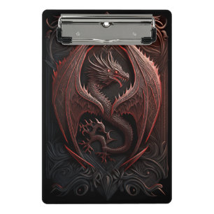 Mini portapapeles de Dragon Rojo y Negro