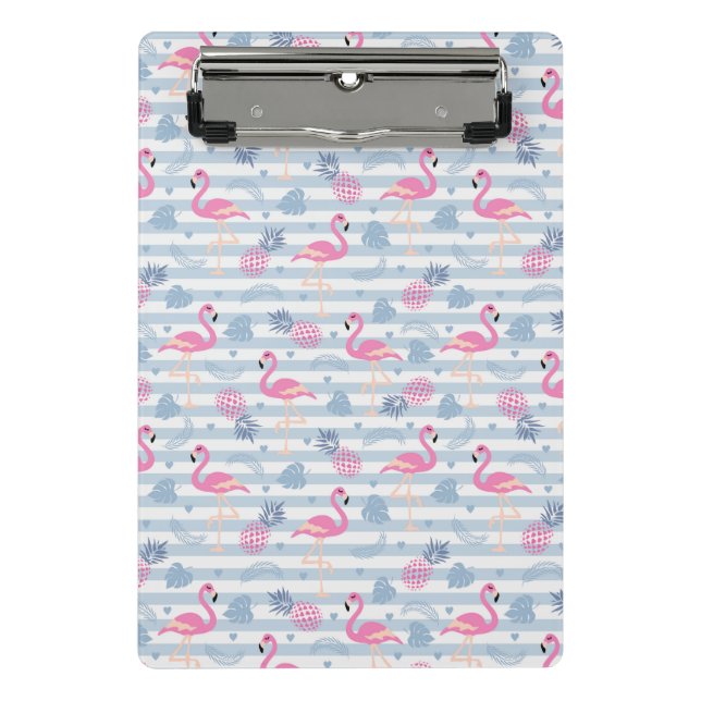Mini Portapapeles de Flamingo - rosa y azul (Anverso)