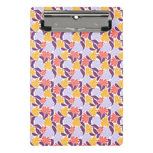 Mini portapapeles de floral retro | Diseño morado  (Anverso)