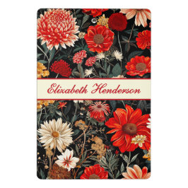 Mini portapapeles rojo y crema oscuro floral