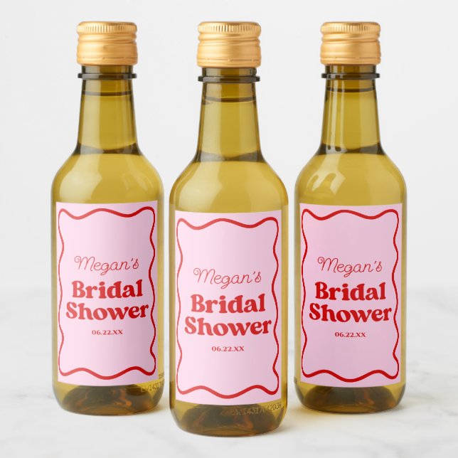 Mini regalo de ducha nupcial de borde ondulado roj (Botellas)