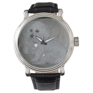 Mini reloj de pulsera de caniche blanco