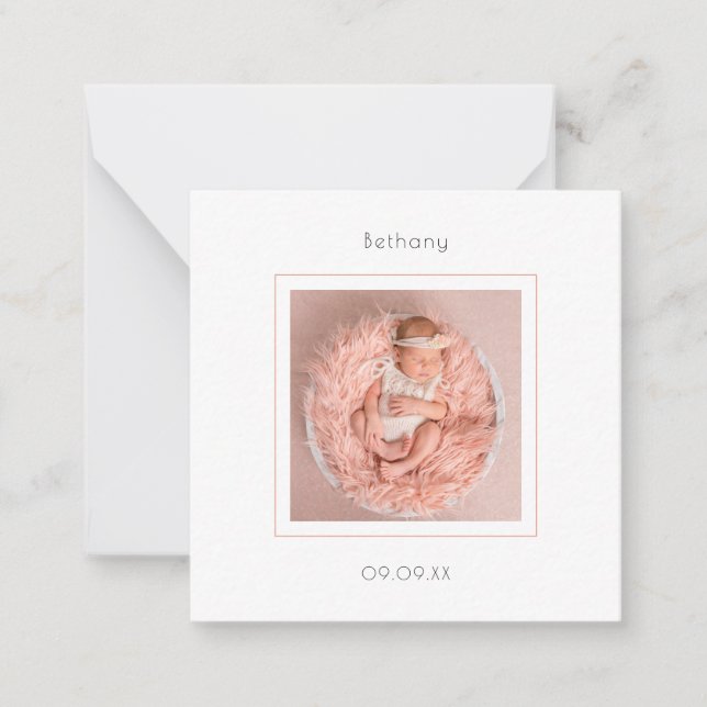 MINI Simple Photo Baby Girl Anuncio de nacimiento (Anverso)