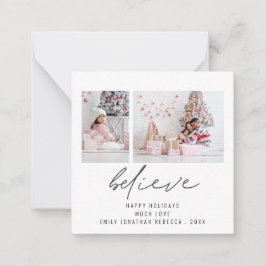 MINI SIZE Cree 2 Fotos Tarjeta de Navidades Script