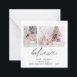 MINI SIZE Cree 2 Fotos Tarjeta de Navidades Script<br><div class="desc">Una encantadora plaza MINI de 2.5" para sus saludos festivos. NOTA IMPORTANTE si está en EE. UU., el cuadrado de 2, 5" es menor que el requisito de franqueo mínimo de EE. UU., por lo que por favor elija un tamaño alternativo si es necesario. Si necesita ayuda para transferirla a...</div>