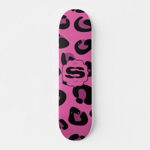 Mini Skateboard Chetah de Leopardo Negro Rosa