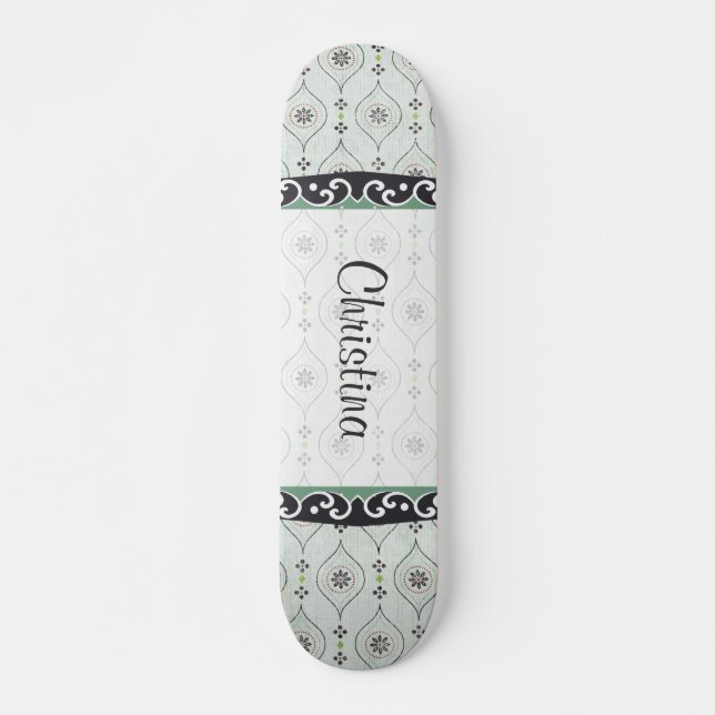 Mini Skateboard Flores Azules Patrones (Anverso )