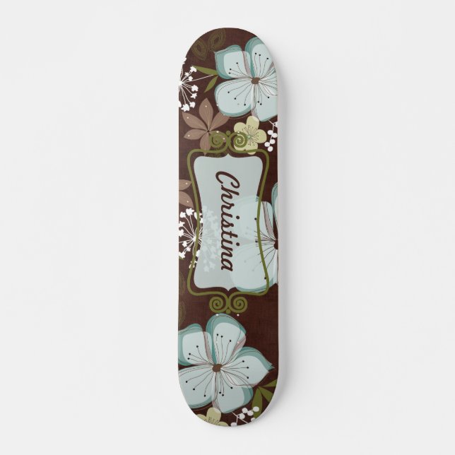 Mini Skateboard Flores Hawaianas Blue (Anverso )
