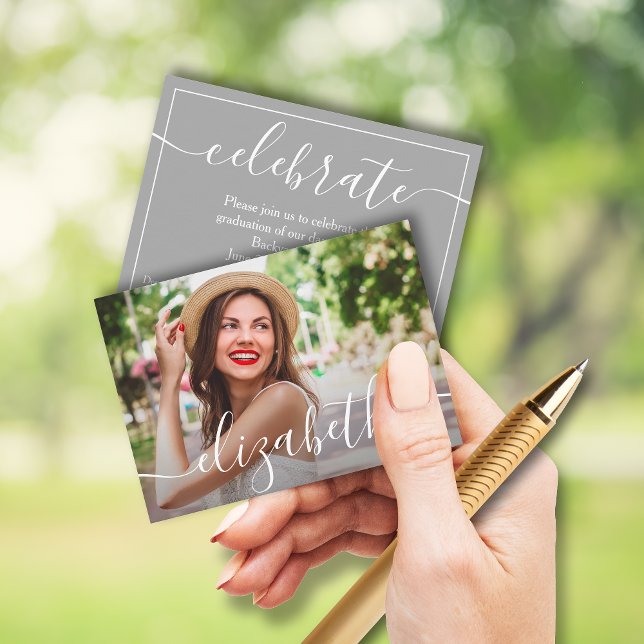 MINI Tamaño 3.5" X 2.5" Invitaciones a foto de gra (Small 3.5" x 2.5" graduation party cards to hand out or include in your graduation announcements.)