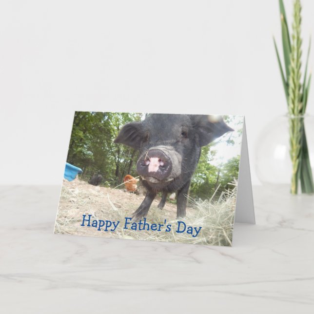 Mini tarjeta de cerdo feliz día del padre personal (Anverso)
