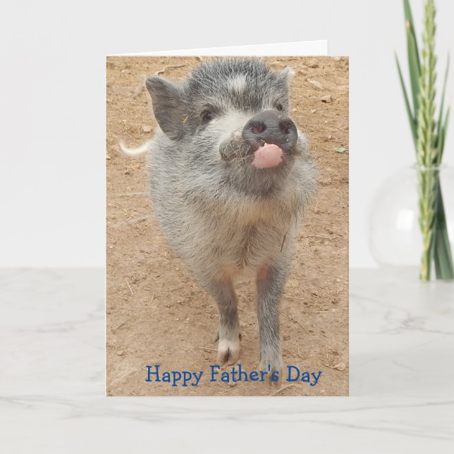 Mini tarjeta de cerdo feliz día del padre personal (Anverso)