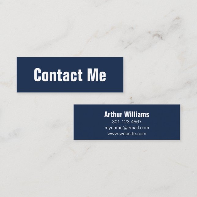 Mini tarjeta de contacto profesional azul oscuro y (Anverso / Reverso)