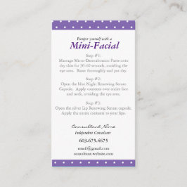 Mini tarjeta de instrucciones facial