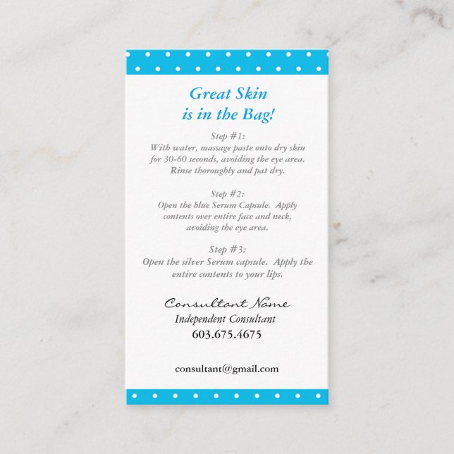 Mini tarjeta de instrucciones facial (Anverso)